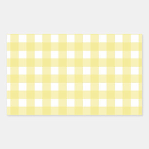 Pegatina Rectangular Gingham blanco y amarillo pálido