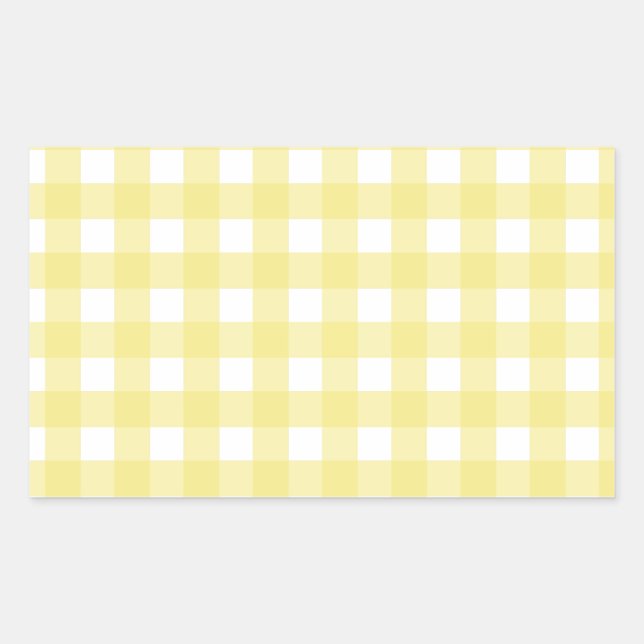 Pegatina Rectangular Gingham blanco y amarillo pálido (Anverso)
