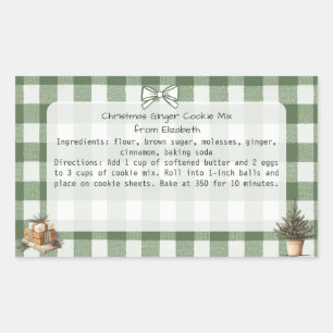 Pegatina Rectangular Gingham Trees Gift Navidades Cookie Mix Labels