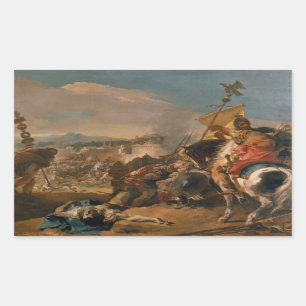 Pegatina Rectangular Giovanni Battista Tiepolo - La captura del Cartago