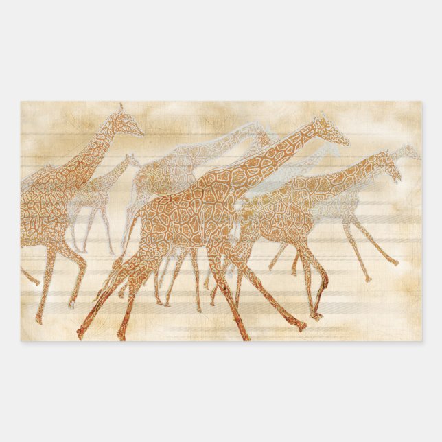 Pegatina Rectangular Girafas en funcionamiento (Anverso)