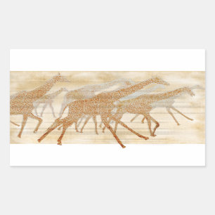 Pegatina Rectangular Girafas en funcionamiento