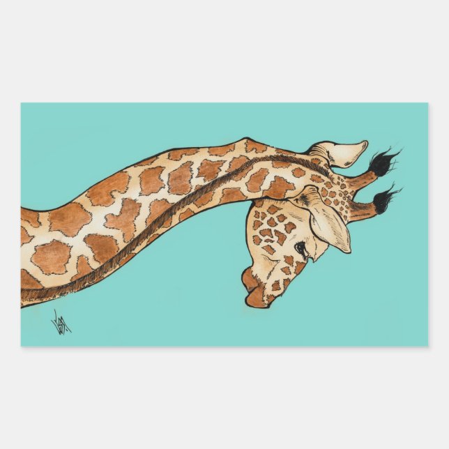Pegatina Rectangular Giraffe con agua (Anverso)