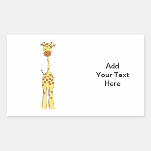 Pegatina Rectangular Giraffe de Cute Alto. Personalizado Animal.