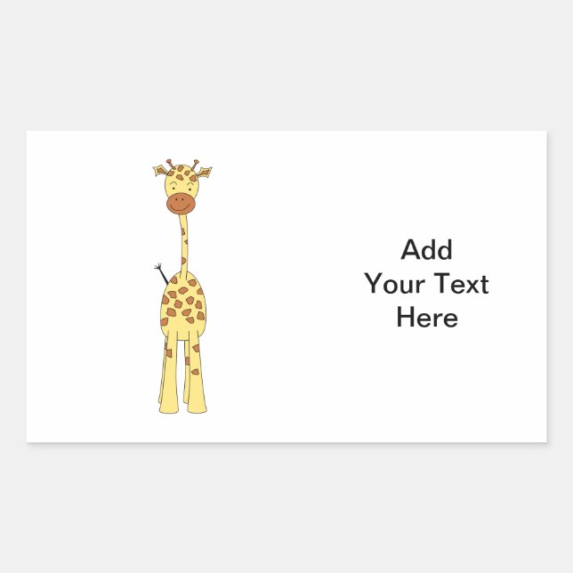 Pegatina Rectangular Giraffe de Cute Alto. Personalizado Animal. (Anverso)