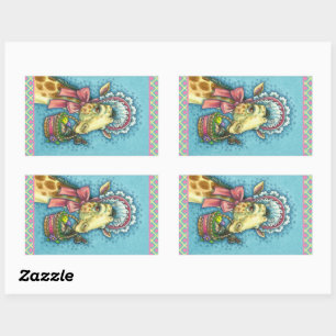 PEGATINA RECTANGULAR GIRAFFE EN BONNETA ORIENTAL DE LA PRIMAVERA CUTÁNE