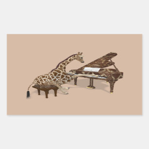 Pegatina Rectangular Giraffe Talentosa juega al Grand Piano