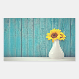 Pegatina Rectangular Girasoles en un jarrón