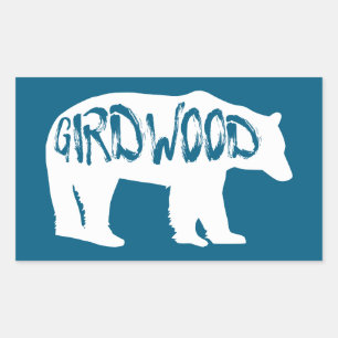 Pegatina Rectangular Girdwood Alaska Bear