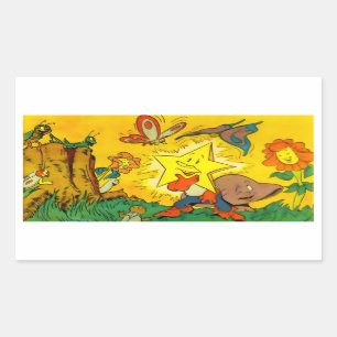 Pegatina Rectangular Gire el botón Star Rect. Pegatinas-7 Formas y 2 ta