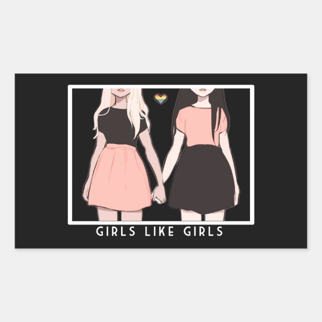 Pegatina Rectangular girls like girls (Anverso)
