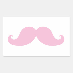 Pegatina Rectangular Girly Pink Mustache