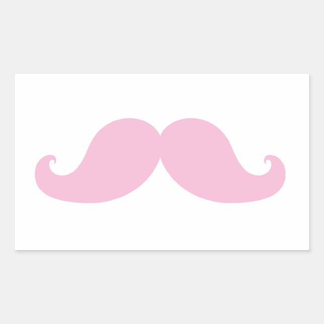 Pegatina Rectangular Girly Pink Mustache (Anverso)
