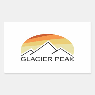 Pegatina Rectangular Glaciar Peak Washington Retro