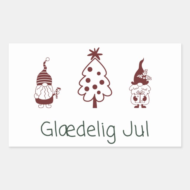 Pegatina Rectangular Glædelig jul. Danés (Anverso)
