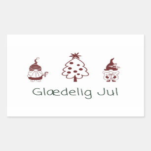 Pegatina Rectangular Glædelig jul. Danés