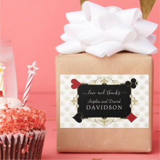 Pegatina Rectangular Glamorous Gold Casino Vegas Wedding