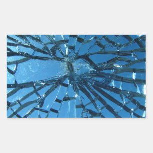 Pegatina Rectangular Glass azul roto
