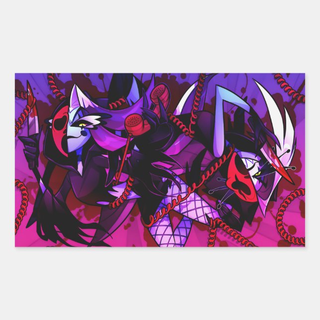 Pegatina Rectangular Glitz & Glam Halloween Slasher | Helluva Boss |  (Anverso)