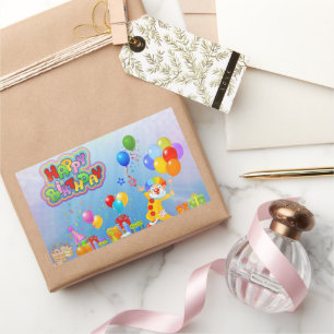 Pegatina Rectangular Globos de cumpleaños felices