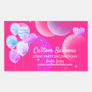 Pegatina Rectangular Globos Rosa Morado Decoración de Eventos