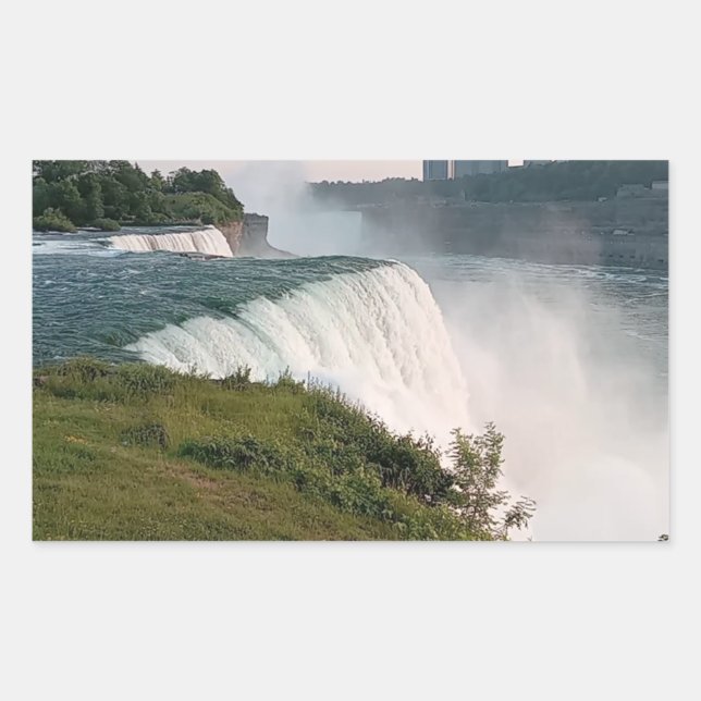 Pegatina Rectangular Gloria de la Naturaleza: Cataratas del Niágara (Anverso)