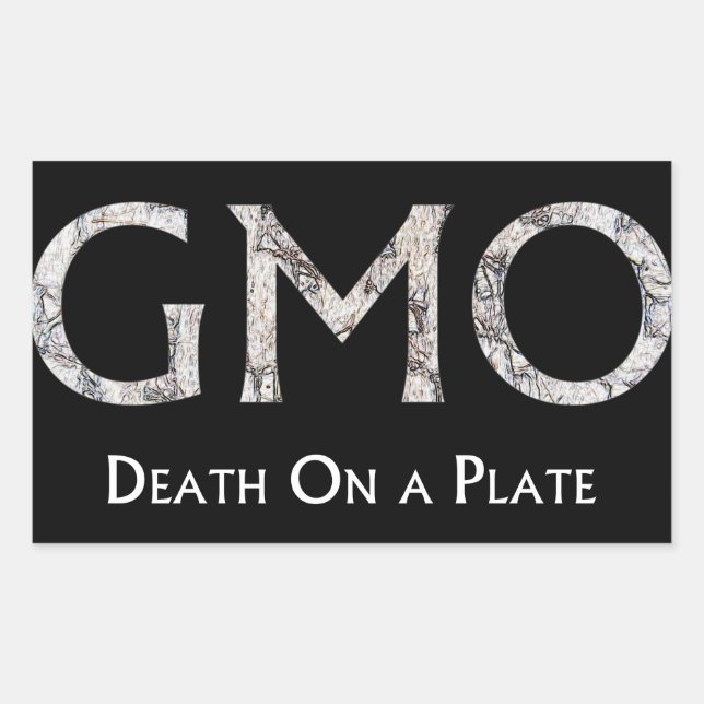 Pegatina Rectangular GMO - Döden på en tallrik (Anverso)