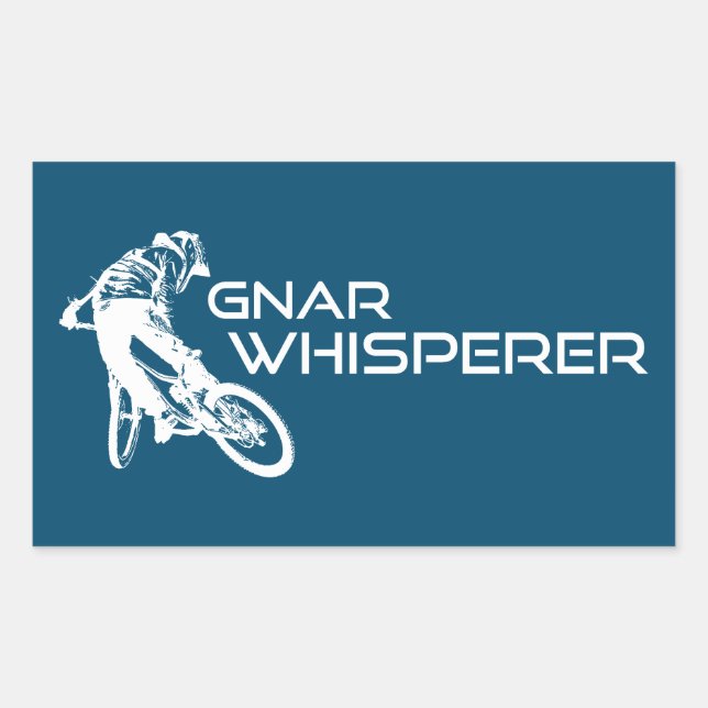 Pegatina Rectangular Gnar Whisperer Mountain Biking (Anverso)