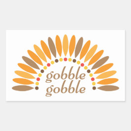 Pegatina Rectangular Gobble Gobble Acción de Gracias