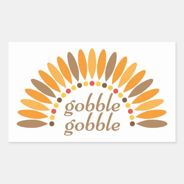 Pegatina Rectangular Gobble Gobble Acción de Gracias (Anverso)