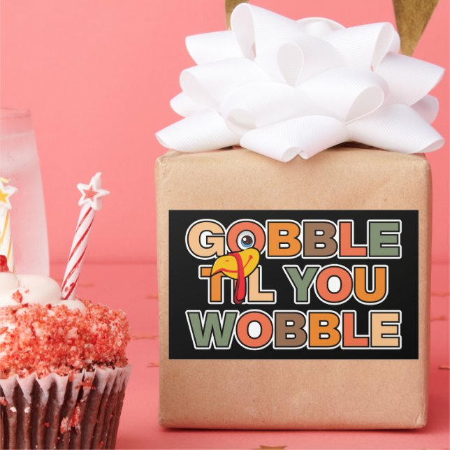 Pegatina Rectangular Gobble Gobble Hasta Que te Tambalees Divertido Día (Fiesta)