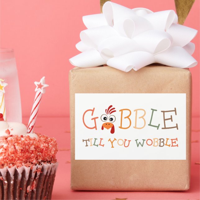 Pegatina Rectangular Gobble Gobble Till You Wobble Funny Thanksgiving (Fiesta)