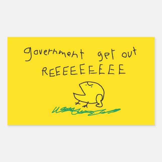 Pegatina Rectangular Gobierno fuera REE SNEKDERECHA Bandera de Gadsden (Anverso)