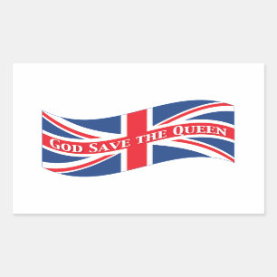 Pegatina Rectangular God Save the Queen con Union Jack