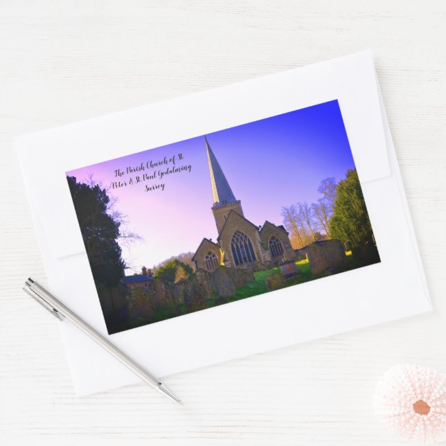 Pegatina Rectangular Godalming Church Of England Midday (Sobre)