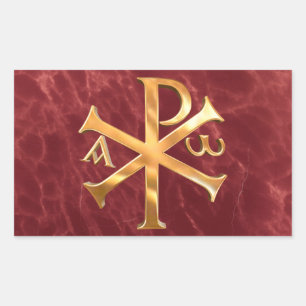 Pegatina Rectangular Gold Chi-Rho