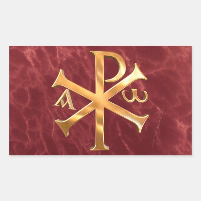 Pegatina Rectangular Gold Chi-Rho (Anverso)