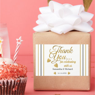 Pegatina Rectangular Gold Gracias Por Celebrar Con Nosotros Boda