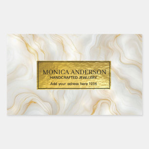 Pegatina Rectangular Gold Marble Luxury Handcrafted Jewelry Branding
