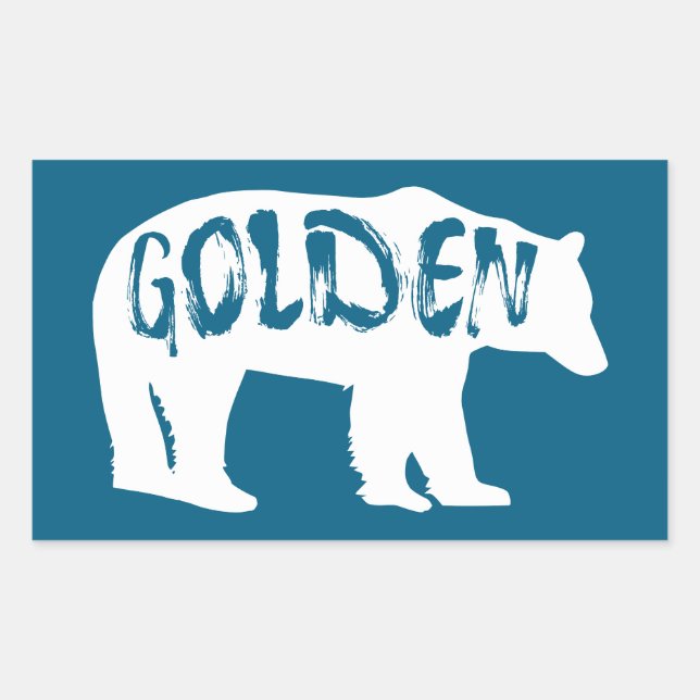 Pegatina Rectangular Golden Colorado Bear (Anverso)