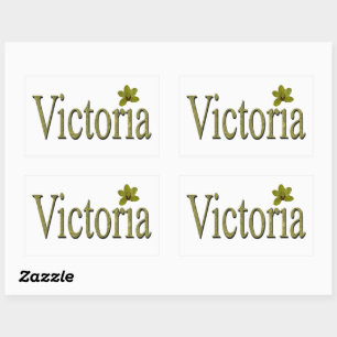 Pegatina Rectangular Golden Flecks Victoria Name Design,