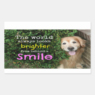 Pegatina Rectangular Golden Retriever Detrás De Una Sonrisa