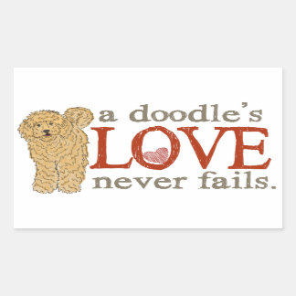 Pegatina Rectangular Goldendoodle y Labradoodle Love