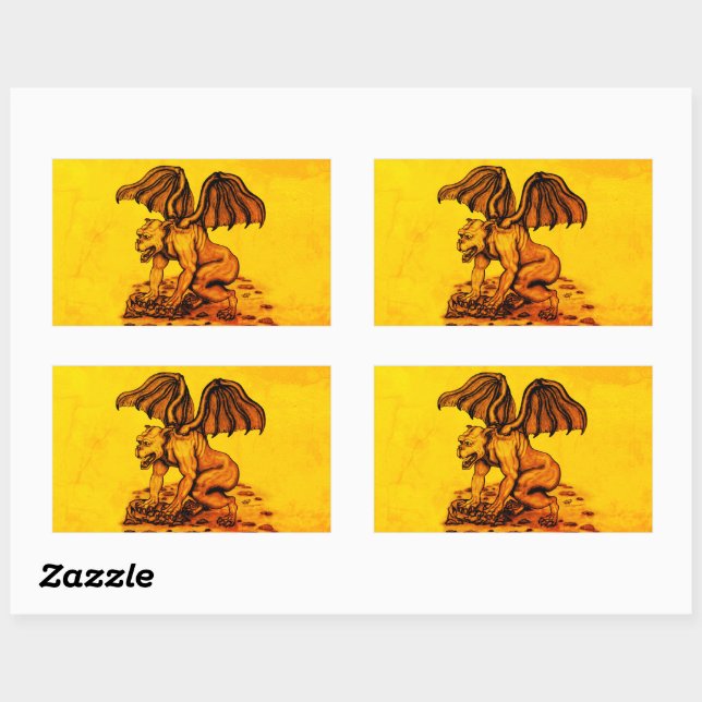Pegatina Rectangular Golem Gargoyle (Hoja)