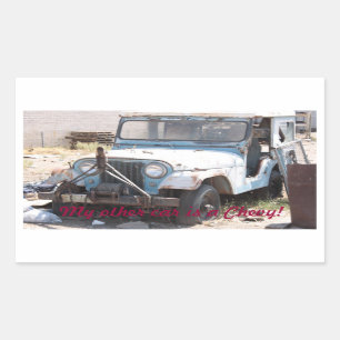 Pegatina Rectangular Golpear a Jeep Azul