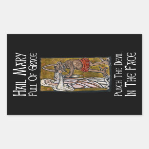 Pegatina Rectangular ¡Golpear al diablo en la cara!