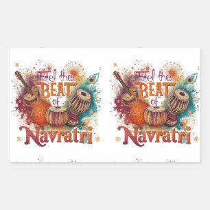 Pegatina Rectangular Golpes festivos - Colorida celebración de Navratri
