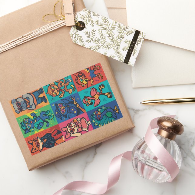 Pegatina Rectangular Golpes y bestias (Regalar)