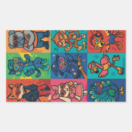 Pegatina Rectangular Golpes y bestias