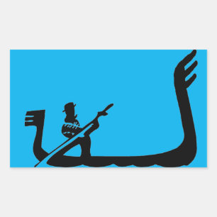 Pegatina Rectangular Gondola, Venecia en azul